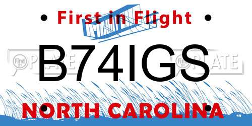 B74IGS North Carolina License Plate