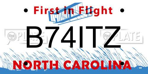 B74ITZ North Carolina License Plate