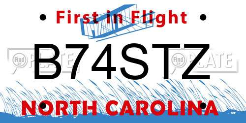B74STZ North Carolina License Plate