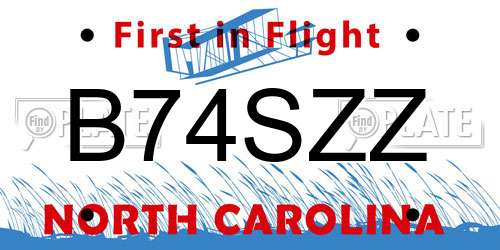 B74SZZ North Carolina License Plate