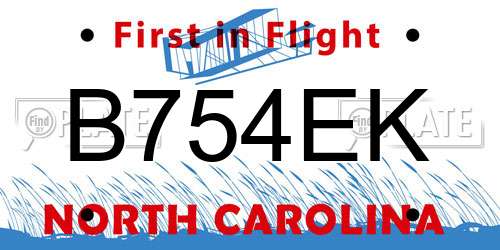 B754EK North Carolina License Plate
