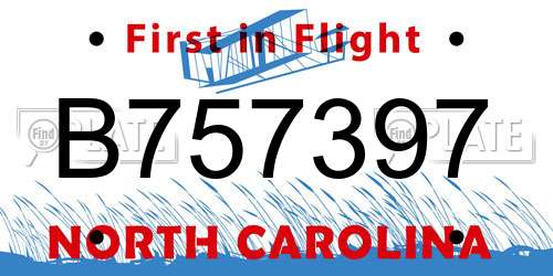 B757397 North Carolina License Plate
