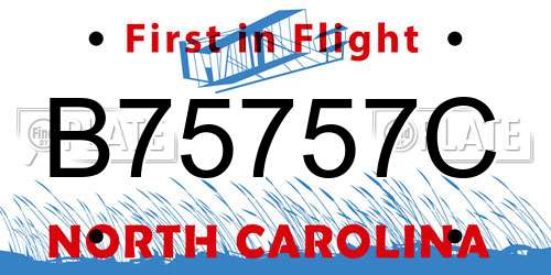 B75757C North Carolina License Plate