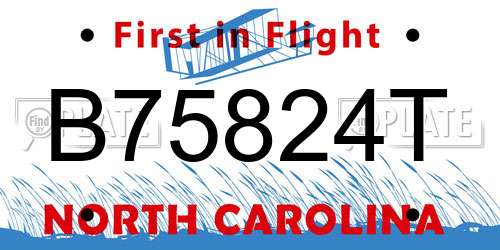 B75824T North Carolina License Plate
