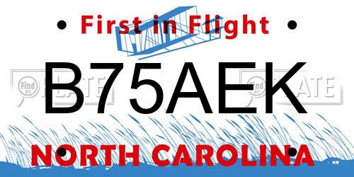B75AEK North Carolina License Plate