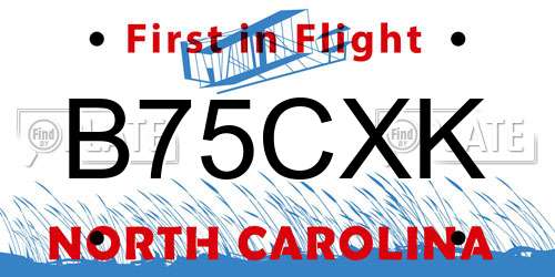 B75CXK North Carolina License Plate