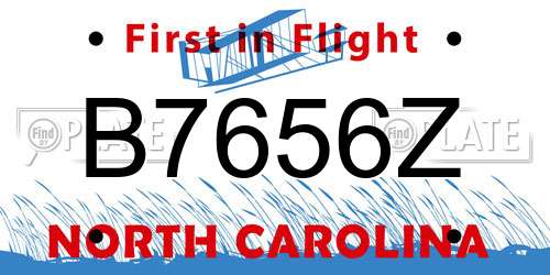 B7656Z North Carolina License Plate