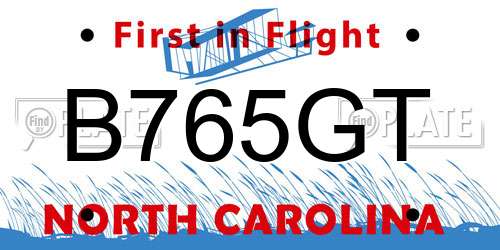 B765GT North Carolina License Plate