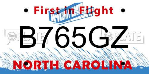 B765GZ North Carolina License Plate