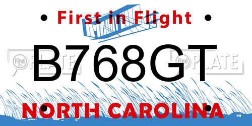 B768GT North Carolina License Plate