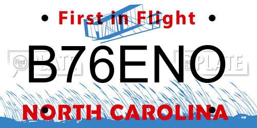 B76ENO North Carolina License Plate
