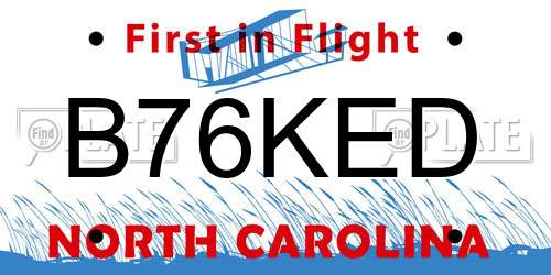 B76KED North Carolina License Plate