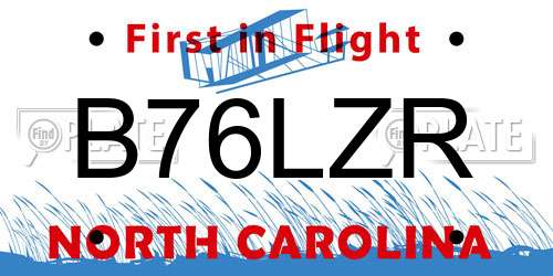 B76LZR North Carolina License Plate