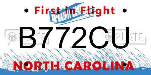 B772CU North Carolina License Plate