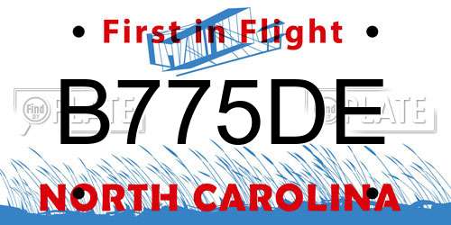 B775DE North Carolina License Plate