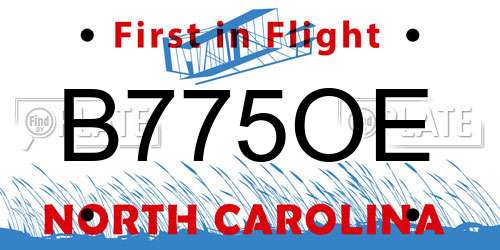 B775OE North Carolina License Plate