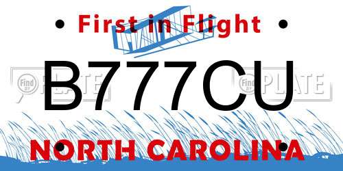 B777CU North Carolina License Plate