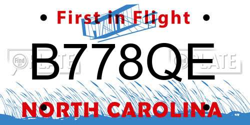 B778QE North Carolina License Plate