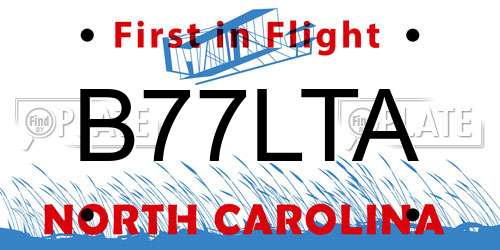 B77LTA North Carolina License Plate
