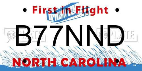 B77NND North Carolina License Plate