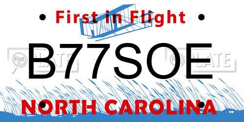B77SOE North Carolina License Plate