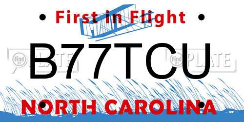 B77TCU North Carolina License Plate