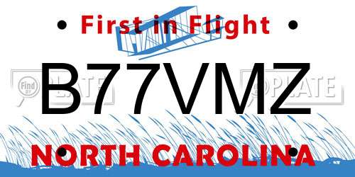 B77VMZ North Carolina License Plate