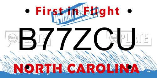 B77ZCU North Carolina License Plate