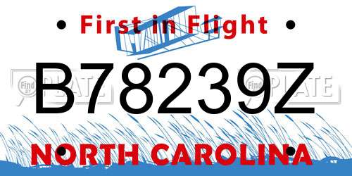 B78239Z North Carolina License Plate