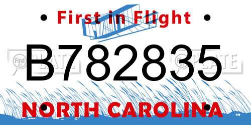 B782835 North Carolina License Plate