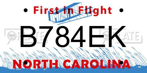B784EK North Carolina License Plate