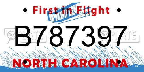B787397 North Carolina License Plate
