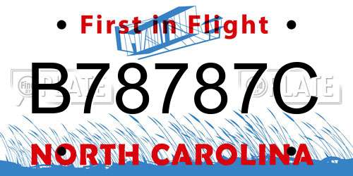 B78787C North Carolina License Plate