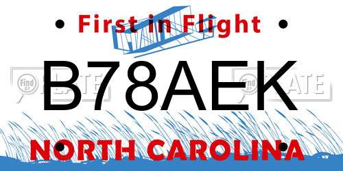 B78AEK North Carolina License Plate