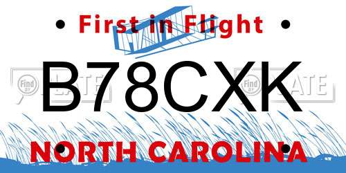 B78CXK North Carolina License Plate