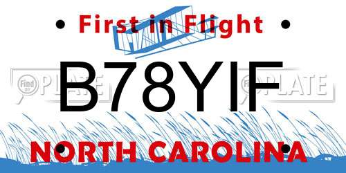 B78YIF North Carolina License Plate