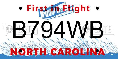 B794WB North Carolina License Plate