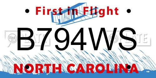 B794WS North Carolina License Plate