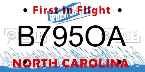 B795OA North Carolina License Plate