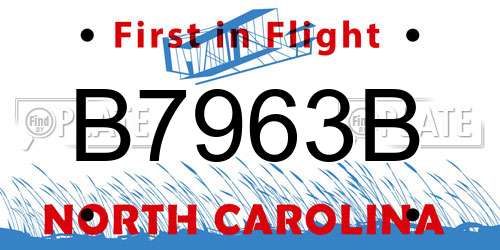 B7963B North Carolina License Plate