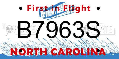 B7963S North Carolina License Plate