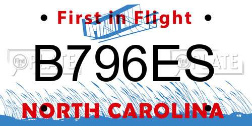 B796ES North Carolina License Plate