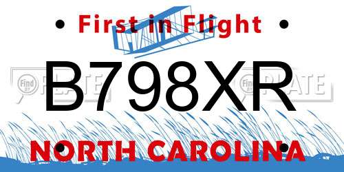 B798XR North Carolina License Plate