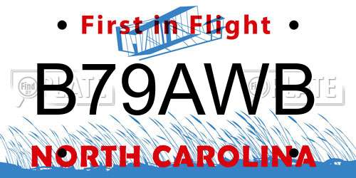 B79AWB North Carolina License Plate