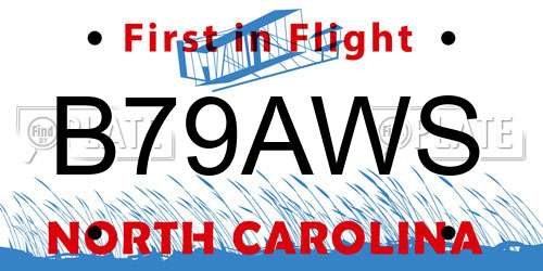 B79AWS North Carolina License Plate