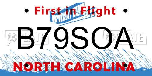 B79SOA North Carolina License Plate
