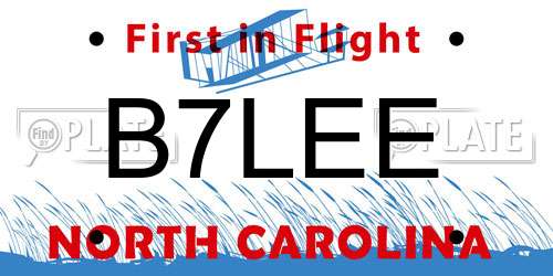 B7LEE North Carolina License Plate