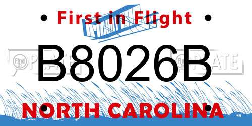 B8026B North Carolina License Plate