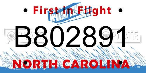 B802891 North Carolina License Plate