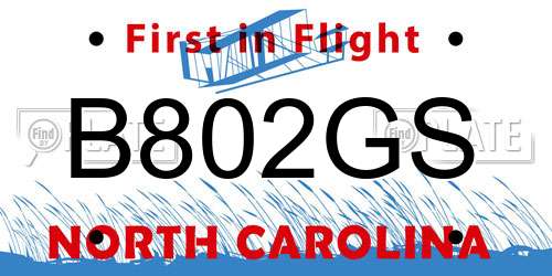 B802GS North Carolina License Plate
